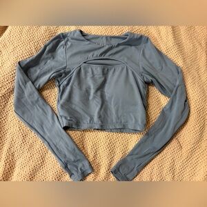 PARAGON XS Blue Cutout Long Sleeve Padded Cropped Top